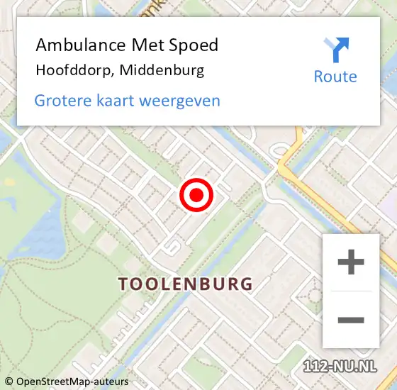 Locatie op kaart van de 112 melding: Ambulance Met Spoed Naar Hoofddorp, Middenburg op 23 juli 2022 04:13