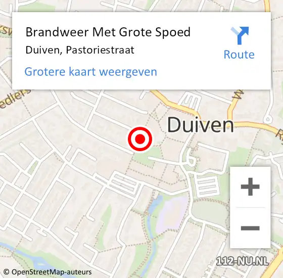 Locatie op kaart van de 112 melding: Brandweer Met Grote Spoed Naar Duiven, Pastoriestraat op 23 juli 2022 04:25