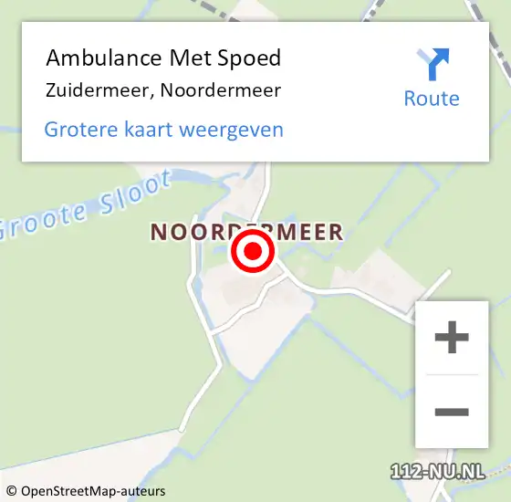 Locatie op kaart van de 112 melding: Ambulance Met Spoed Naar Zuidermeer, Noordermeer op 23 juli 2022 04:40