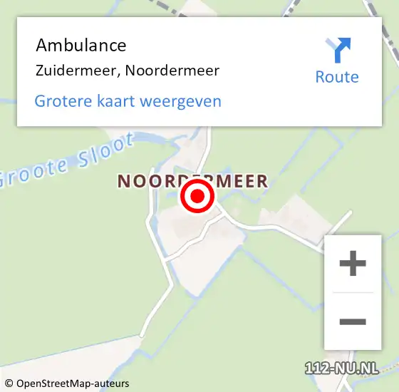 Locatie op kaart van de 112 melding: Ambulance Zuidermeer, Noordermeer op 23 juli 2022 04:42