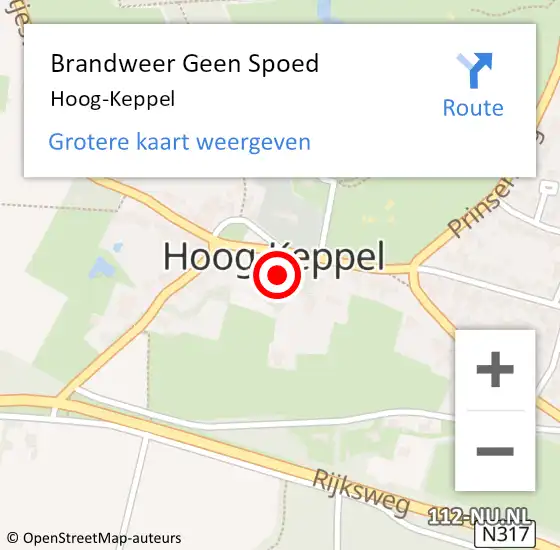 Locatie op kaart van de 112 melding: Brandweer Geen Spoed Naar Hoog-Keppel op 24 juli 2014 07:38