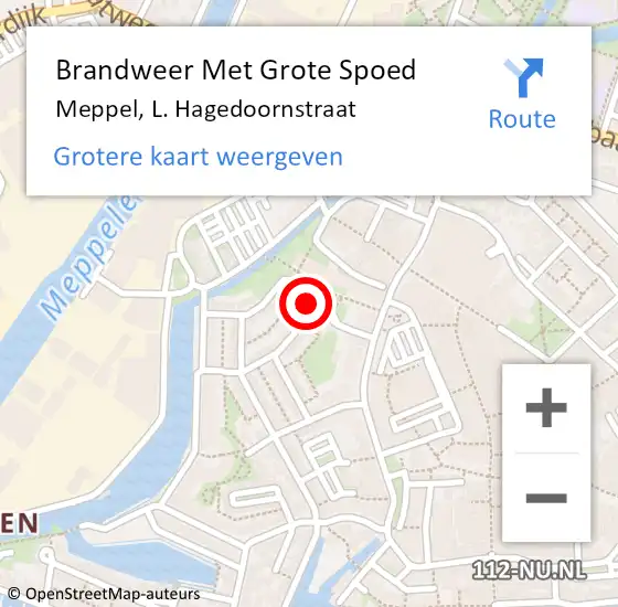 Locatie op kaart van de 112 melding: Brandweer Met Grote Spoed Naar Meppel, L. Hagedoornstraat op 23 juli 2022 05:28