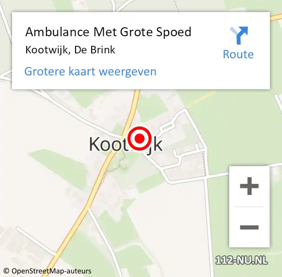 Locatie op kaart van de 112 melding: Ambulance Met Grote Spoed Naar Kootwijk, De Brink op 23 juli 2022 07:09