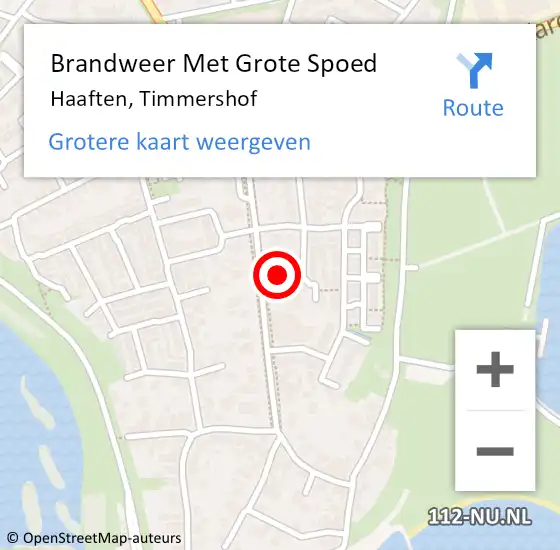 Locatie op kaart van de 112 melding: Brandweer Met Grote Spoed Naar Haaften, Timmershof op 23 juli 2022 07:14