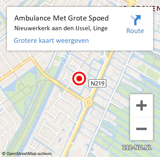 Locatie op kaart van de 112 melding: Ambulance Met Grote Spoed Naar Nieuwerkerk aan den IJssel, Linge op 23 juli 2022 07:16