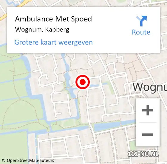 Locatie op kaart van de 112 melding: Ambulance Met Spoed Naar Wognum, Kapberg op 23 juli 2022 07:16