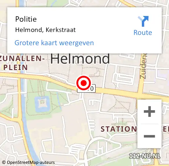 Locatie op kaart van de 112 melding: Politie Helmond, Kerkstraat op 23 juli 2022 07:48