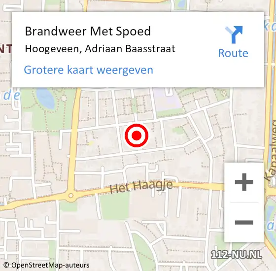 Locatie op kaart van de 112 melding: Brandweer Met Spoed Naar Hoogeveen, Adriaan Baasstraat op 23 juli 2022 08:14