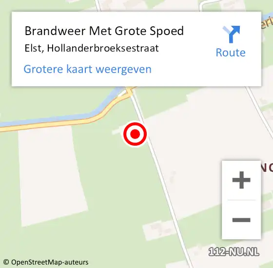 Locatie op kaart van de 112 melding: Brandweer Met Grote Spoed Naar Elst, Hollanderbroeksestraat op 23 juli 2022 08:15