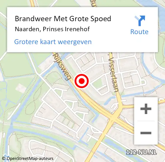 Locatie op kaart van de 112 melding: Brandweer Met Grote Spoed Naar Naarden, Prinses Irenehof op 23 juli 2022 08:16