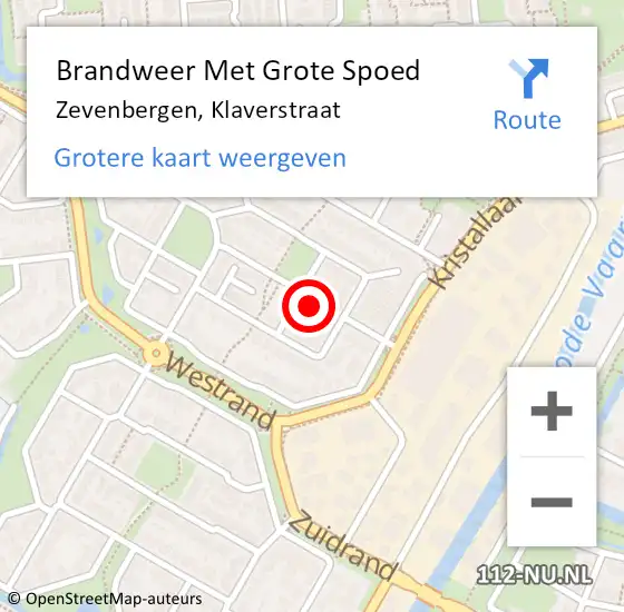 Locatie op kaart van de 112 melding: Brandweer Met Grote Spoed Naar Zevenbergen, Klaverstraat op 23 juli 2022 08:27