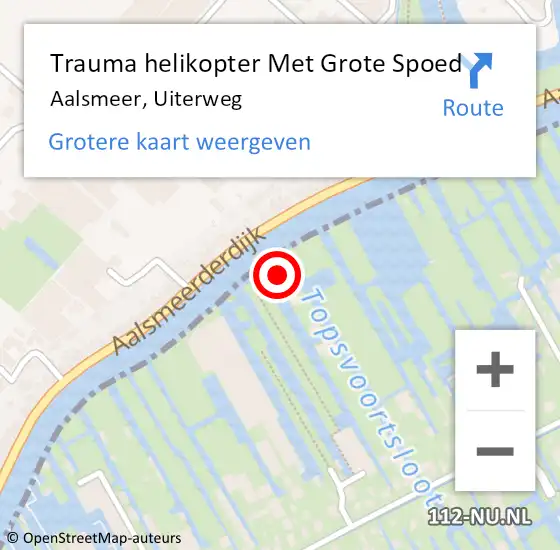 Locatie op kaart van de 112 melding: Trauma helikopter Met Grote Spoed Naar Aalsmeer, Uiterweg op 23 juli 2022 08:47