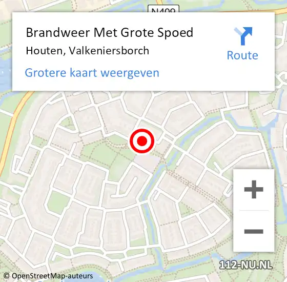 Locatie op kaart van de 112 melding: Brandweer Met Grote Spoed Naar Houten, Valkeniersborch op 23 juli 2022 09:28