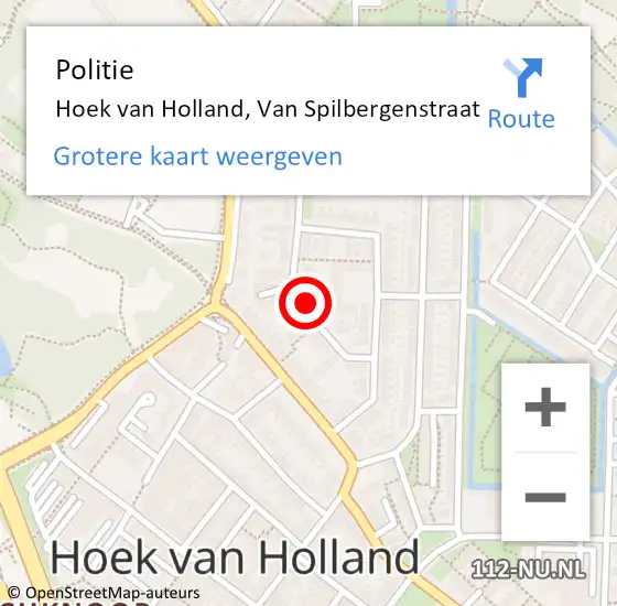 Locatie op kaart van de 112 melding: Politie Hoek van Holland, Van Spilbergenstraat op 23 juli 2022 09:54