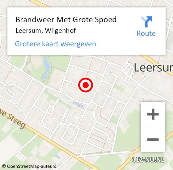 Locatie op kaart van de 112 melding: Brandweer Met Grote Spoed Naar Leersum, Wilgenhof op 23 juli 2022 10:14