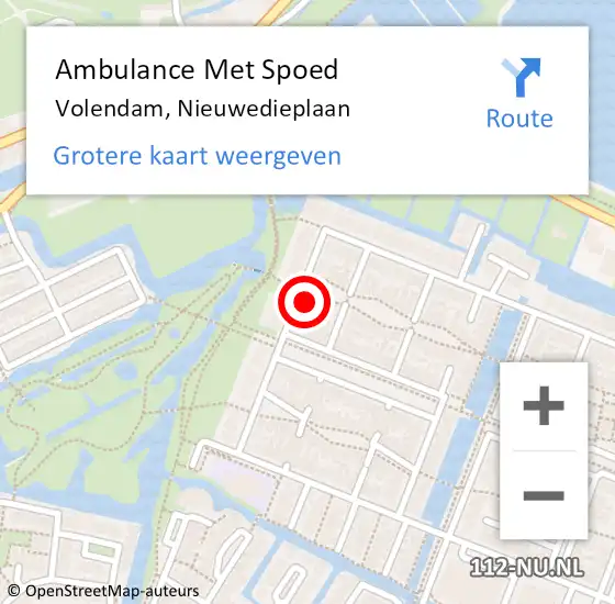 Locatie op kaart van de 112 melding: Ambulance Met Spoed Naar Volendam, Nieuwedieplaan op 23 juli 2022 10:21
