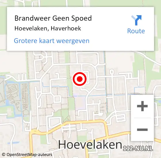 Locatie op kaart van de 112 melding: Brandweer Geen Spoed Naar Hoevelaken, Haverhoek op 23 juli 2022 10:28