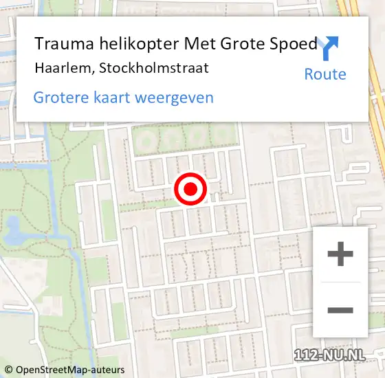 Locatie op kaart van de 112 melding: Trauma helikopter Met Grote Spoed Naar Haarlem, Stockholmstraat op 23 juli 2022 10:37