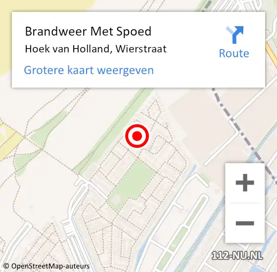 Locatie op kaart van de 112 melding: Brandweer Met Spoed Naar Hoek van Holland, Wierstraat op 23 juli 2022 10:43