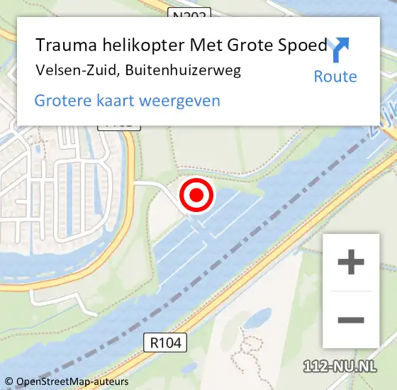 Locatie op kaart van de 112 melding: Trauma helikopter Met Grote Spoed Naar Velsen-Zuid, Buitenhuizerweg op 23 juli 2022 10:56