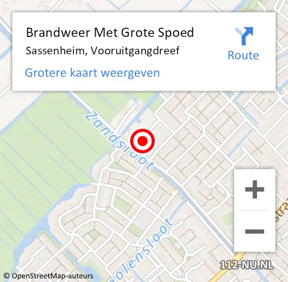 Locatie op kaart van de 112 melding: Brandweer Met Grote Spoed Naar Sassenheim, Vooruitgangdreef op 23 juli 2022 11:01