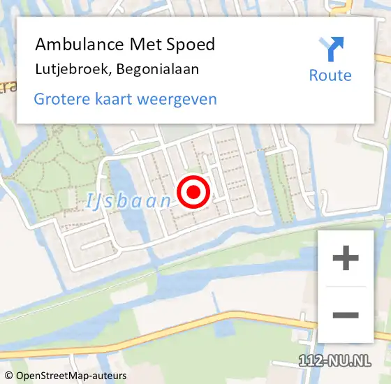 Locatie op kaart van de 112 melding: Ambulance Met Spoed Naar Lutjebroek, Begonialaan op 23 juli 2022 11:03