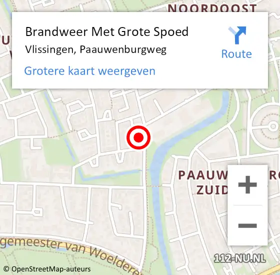 Locatie op kaart van de 112 melding: Brandweer Met Grote Spoed Naar Vlissingen, Paauwenburgweg op 23 juli 2022 11:31