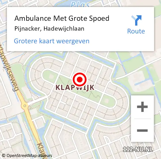 Locatie op kaart van de 112 melding: Ambulance Met Grote Spoed Naar Pijnacker, Hadewijchlaan op 23 juli 2022 11:31