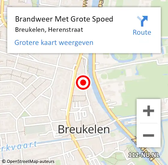 Locatie op kaart van de 112 melding: Brandweer Met Grote Spoed Naar Breukelen, Herenstraat op 23 juli 2022 11:34