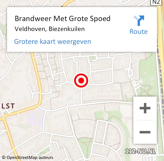 Locatie op kaart van de 112 melding: Brandweer Met Grote Spoed Naar Veldhoven, Biezenkuilen op 23 juli 2022 11:34