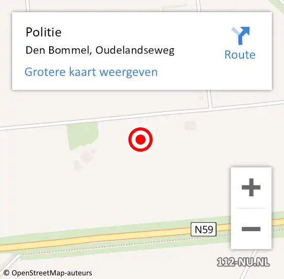 Locatie op kaart van de 112 melding: Politie Den Bommel, Oudelandseweg op 23 juli 2022 11:35