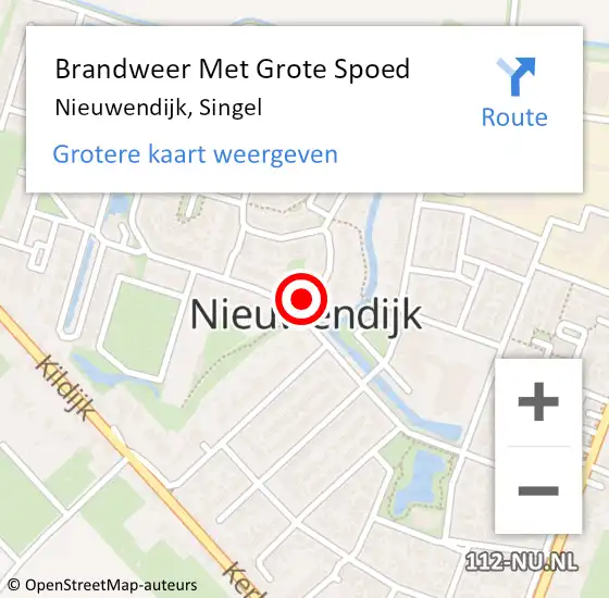 Locatie op kaart van de 112 melding: Brandweer Met Grote Spoed Naar Nieuwendijk, Singel op 23 juli 2022 11:35