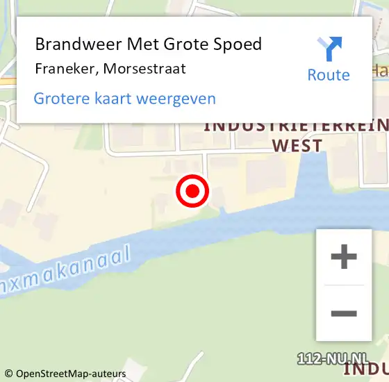 Locatie op kaart van de 112 melding: Brandweer Met Grote Spoed Naar Franeker, Morsestraat op 23 juli 2022 11:43