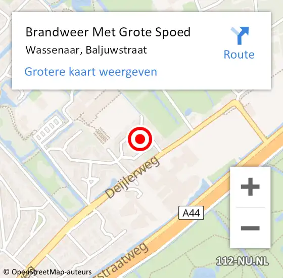 Locatie op kaart van de 112 melding: Brandweer Met Grote Spoed Naar Wassenaar, Baljuwstraat op 23 juli 2022 11:47