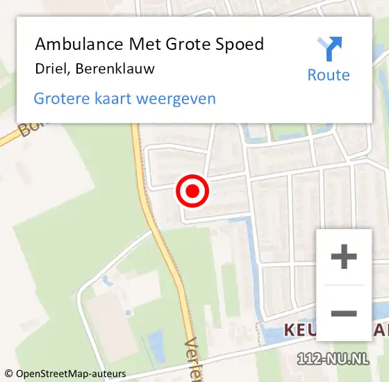 Locatie op kaart van de 112 melding: Ambulance Met Grote Spoed Naar Driel, Berenklauw op 23 juli 2022 12:09
