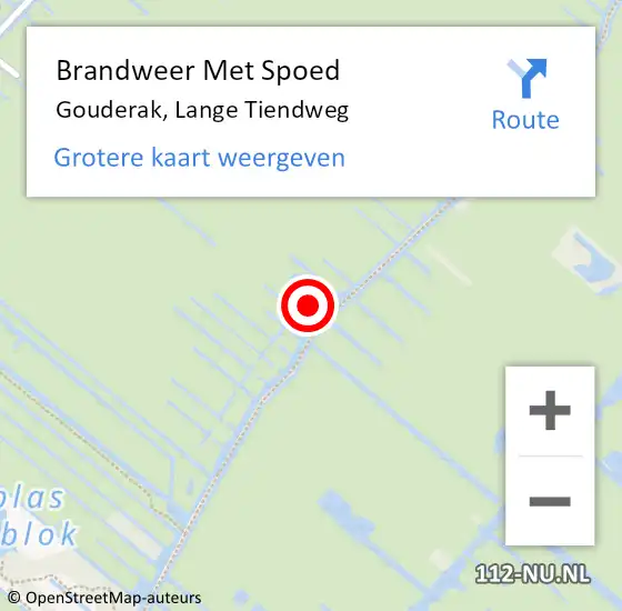 Locatie op kaart van de 112 melding: Brandweer Met Spoed Naar Gouderak, Lange Tiendweg op 23 juli 2022 12:12