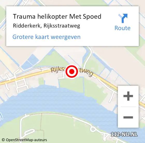 Locatie op kaart van de 112 melding: Trauma helikopter Met Spoed Naar Ridderkerk, Rijksstraatweg op 23 juli 2022 12:20