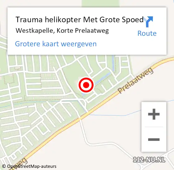 Locatie op kaart van de 112 melding: Trauma helikopter Met Grote Spoed Naar Westkapelle, Korte Prelaatweg op 23 juli 2022 12:36