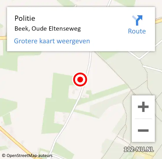 Locatie op kaart van de 112 melding: Politie Beek, Oude Eltenseweg op 23 juli 2022 12:41