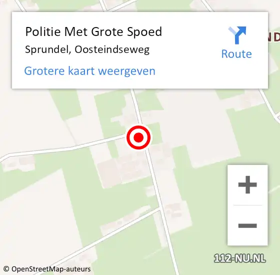 Locatie op kaart van de 112 melding: Politie Met Grote Spoed Naar Sprundel, Oosteindseweg op 23 juli 2022 12:46