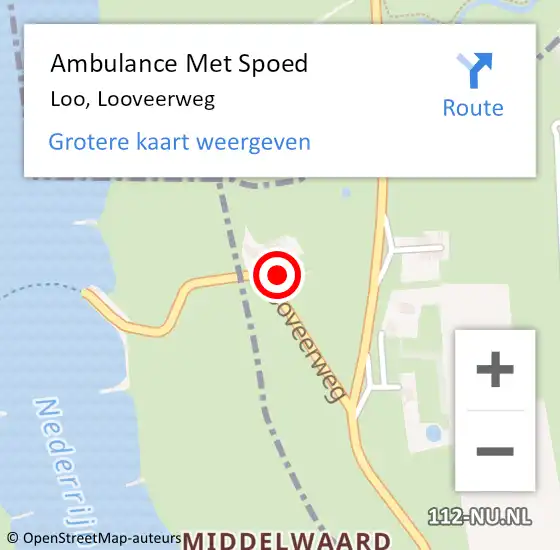 Locatie op kaart van de 112 melding: Ambulance Met Spoed Naar Loo, Looveerweg op 23 juli 2022 12:50