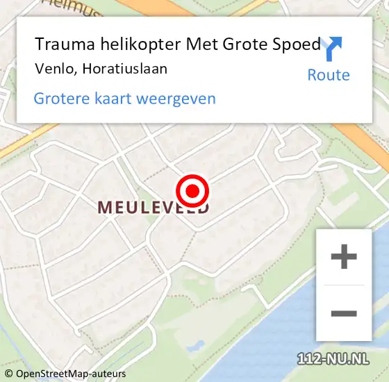 Locatie op kaart van de 112 melding: Trauma helikopter Met Grote Spoed Naar Venlo, Horatiuslaan op 23 juli 2022 13:19