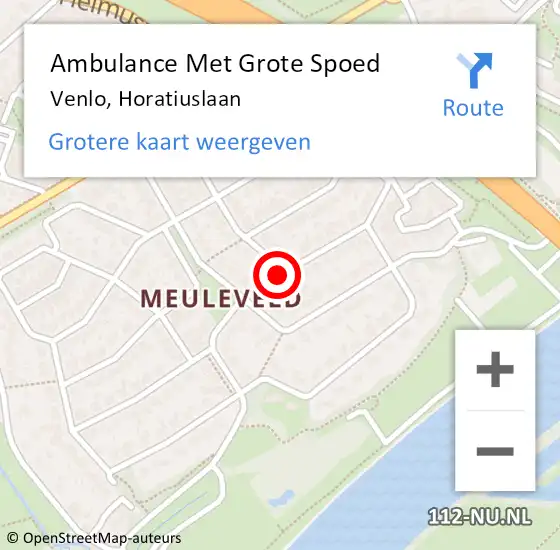 Locatie op kaart van de 112 melding: Ambulance Met Grote Spoed Naar Venlo, Horatiuslaan op 23 juli 2022 13:20