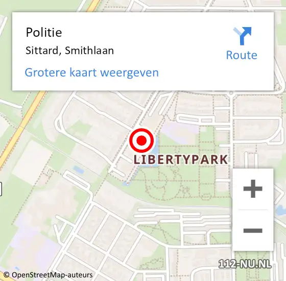 Locatie op kaart van de 112 melding: Politie Sittard, Smithlaan op 23 juli 2022 13:26