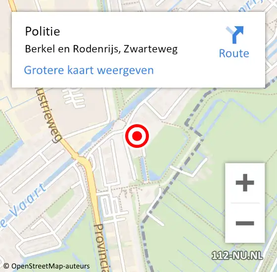 Locatie op kaart van de 112 melding: Politie Berkel en Rodenrijs, Zwarteweg op 23 juli 2022 13:36