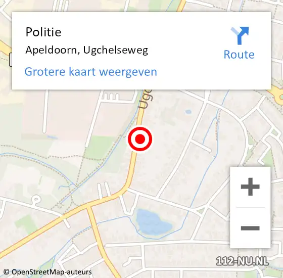 Locatie op kaart van de 112 melding: Politie Apeldoorn, Ugchelseweg op 23 juli 2022 13:47