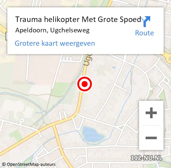 Locatie op kaart van de 112 melding: Trauma helikopter Met Grote Spoed Naar Apeldoorn, Ugchelseweg op 23 juli 2022 13:54