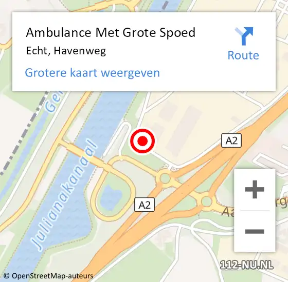 Locatie op kaart van de 112 melding: Ambulance Met Grote Spoed Naar Echt, Havenweg op 23 juli 2022 14:05