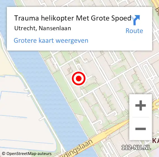 Locatie op kaart van de 112 melding: Trauma helikopter Met Grote Spoed Naar Utrecht, Nansenlaan op 23 juli 2022 14:34