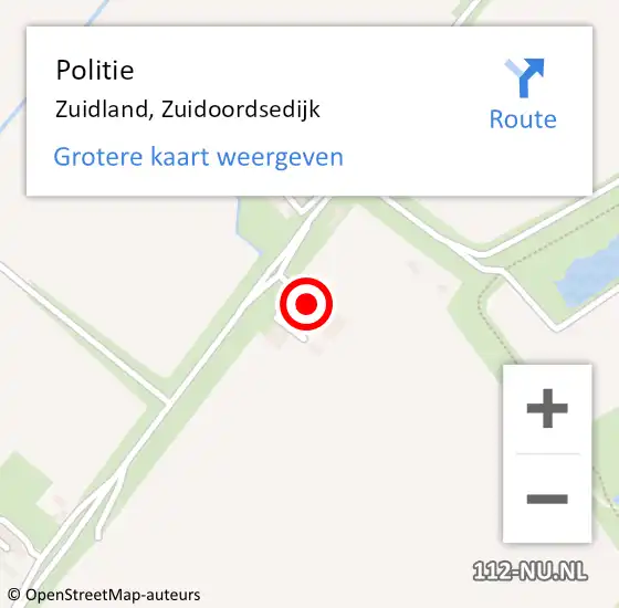 Locatie op kaart van de 112 melding: Politie Zuidland, Zuidoordsedijk op 23 juli 2022 14:56
